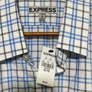 NWT Express BLUE Men’s Fitted casual button down shirt / dress shirt size XL